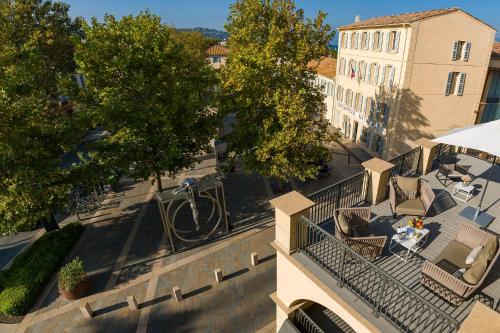 an aerial view of a balcony of a building at Hôtel de Paris Saint-Tropez in Saint-Tropez