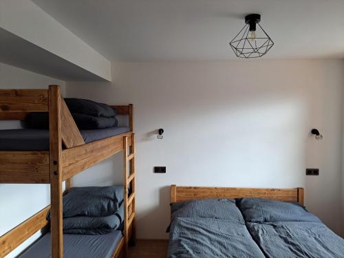 Postel nebo postele na pokoji v ubytování Horní Planá - Hůrka Apartmán Hannzi