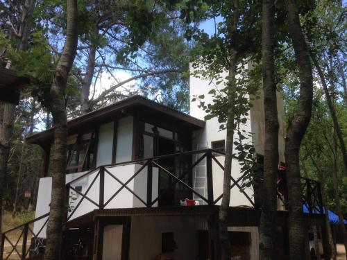 a house in the middle of some trees at Complejo Valhalla 6 in Mar Azul