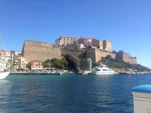 - Vistas a la ciudad desde un barco en el agua en L'oiseau BLEU à CALVI, en Calvi