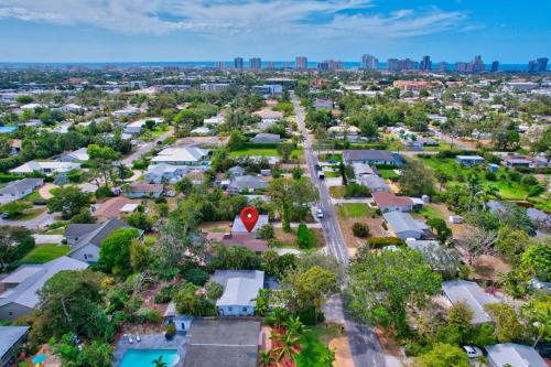 an aerial view of a residential neighborhood with houses at Sunny Naples - Subtropical Oasis Cottage in Naples