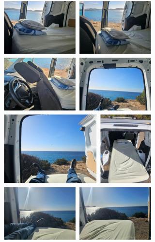 a collage of photos of the inside of a vehicle at MicroVan in Ibiza Town