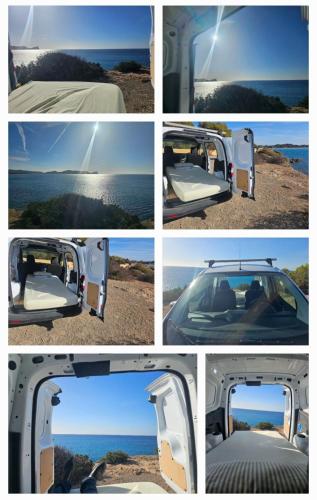 a group of four pictures of the back of a vehicle at MicroVan in Ibiza Town