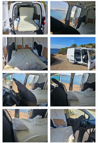a collage of photos of the inside of a van at MicroVan in Ibiza Town