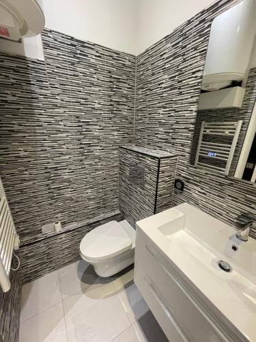 a bathroom with a toilet and a sink at Cosy Fourbastard in Toulouse