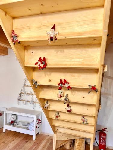 a set of stairs with toys on them at Santova roubenka in Štramberk