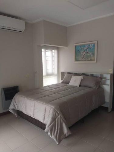 康科迪亞的住宿－Monoambiente en zona centrica con garage，一间卧室设有一张大床和一个窗户。