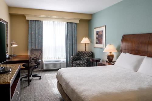 Habitación de hotel con cama, escritorio y ventana en Hilton Garden Inn Billings en Billings