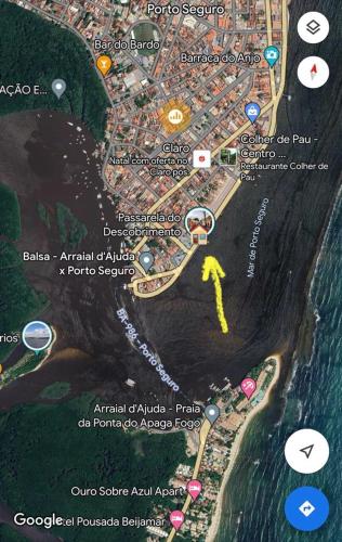 a map of a resort near the water at Suíte na Passarela do Álcool in Porto Seguro