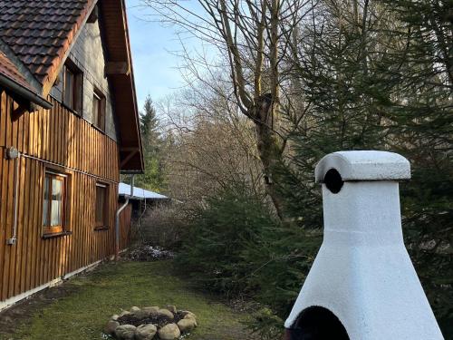 エーレントにあるHoliday home Hexenstieg in the Harz Mountainsの雪に覆われた鳥居