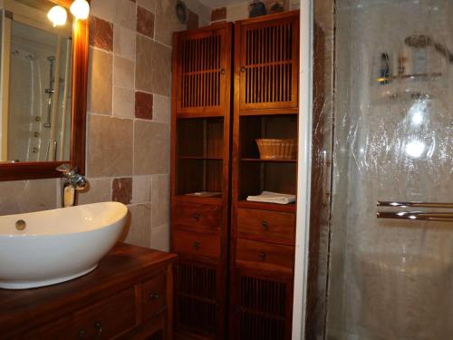 a bathroom with a sink and a shower at Appartement Les Orres, 2 pièces, 6 personnes - FR-1-322-602 in Les Orres