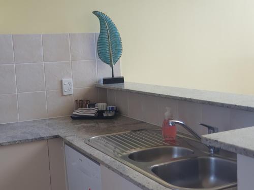 un comptoir de cuisine avec un évier et une plante en pot dans l'établissement Casablanca Penthouse Loft - Landmark 518, à Nelson Bay