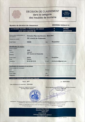 a piece of paper with a piece of immigration paperwork at Domaine Plan des Devens in Roussillon