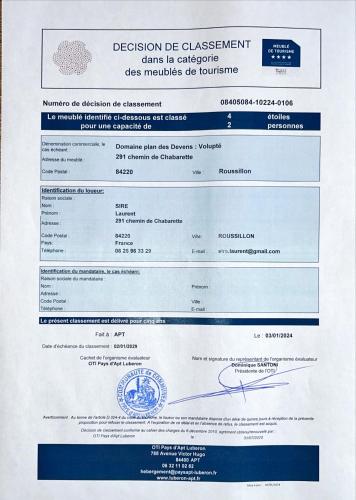 a piece of paper with a fake immigration permit at Domaine Plan des Devens in Roussillon