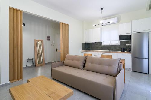 克桑西的住宿－INOHO Fern Apartment，带沙发的客厅和厨房