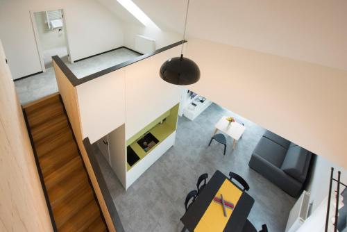 an overhead view of a living room and dining room at Demänová Rezort in Liptovský Mikuláš