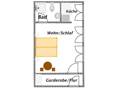 a floor plan of a small house at Ferienwohnungen in der Altstadt Stralsund in Stralsund