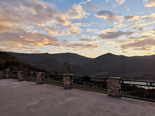 a view of the mountains from a lookout at sunset at Agriturismo Olimpo in Villa Santa Maria