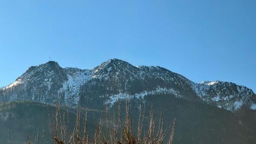 a mountain with snow capped mountains in the background at Boutique Hotel Oase in Bad Ischl