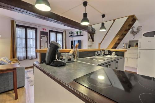 une cuisine avec un évier et un plan de travail dans l'établissement Le Perchoir - Accueillant & Chaleureux - Mon Groom, à Troyes