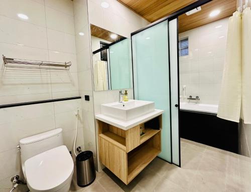 Et badeværelse på 水秀一方Sun Moon Lakeside Boutique Hotel
