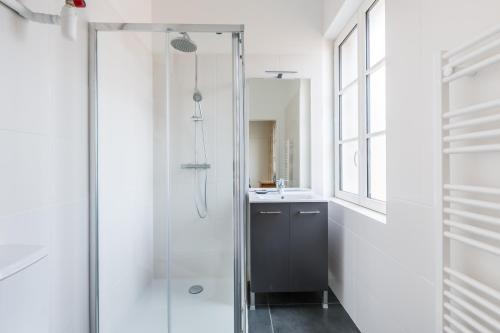 a bathroom with a shower and a sink at Magnifiques Appartements Climatises En Plein Coeur Des Chartrons in Bordeaux
