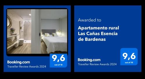 2 fotos de una habitación de hotel con cama en Apartamento rural Las Cañas Esencia de Bardenas, en Villafranca