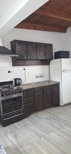 a kitchen with a stove and a refrigerator at Departamentos Muy Eugenia in San Rafael