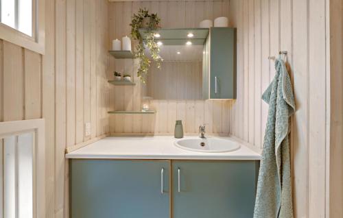 W łazience znajduje się umywalka i lustro. w obiekcie 2 Bedroom Nice Home In Kerteminde w mieście Kerteminde