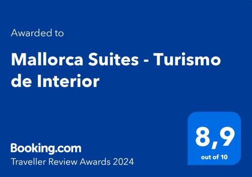 um rectângulo azul com as palavras malura suites turismo ser inferior em Mallorca Suites - Turismo de Interior em Palma de Maiorca