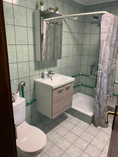 a bathroom with a toilet and a sink and a shower at Lasica in Žabljak