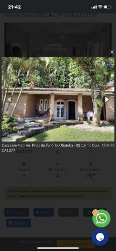 zrzut ekranu strony internetowej domu w obiekcie Casa Ubatuba Tenório w mieście Ubatuba