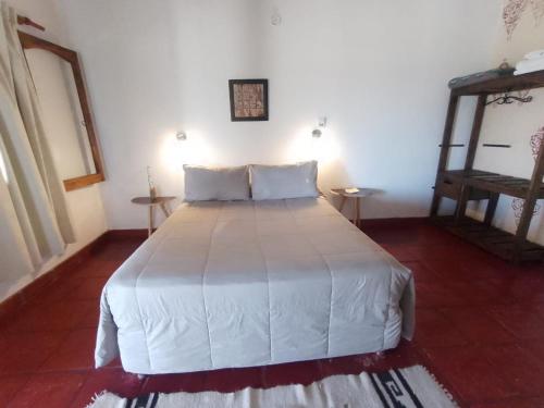 a bedroom with a large white bed in a room at Hotel Texas in Cafayate