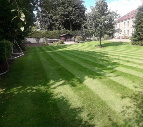 a large yard with a large green lawn at Riverside House in York