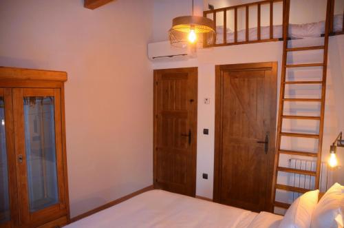 a bedroom with a bunk bed and a ladder at Casa Sapita in Villafranca del Bierzo