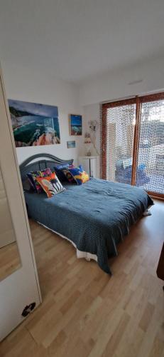 a bedroom with a large bed in a room at 2 chambres et canapé lit bureau - Marina Plage - Agréable in Hendaye