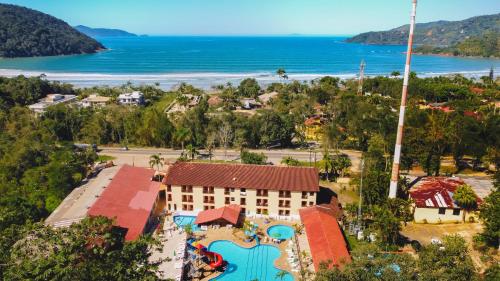 an aerial view of the resort and the ocean at Água Doce Praia Hotel in Ubatuba