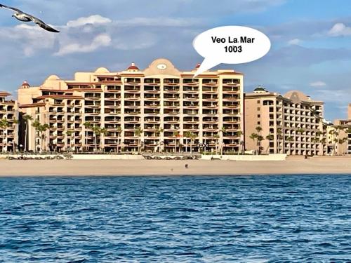 a hotel on the beach with a speech bubble saying youyi i hate at Sonoran Sea Resort Oceanfront PENTHOUSE in Puerto Peñasco