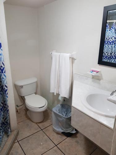 La salle de bains est pourvue de toilettes et d'un lavabo. dans l'établissement Ukeinn centro, à Tuxtla Gutiérrez
