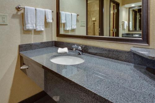a bathroom with a sink and a mirror at Drury Inn & Suites Memphis Southaven in Horn Lake
