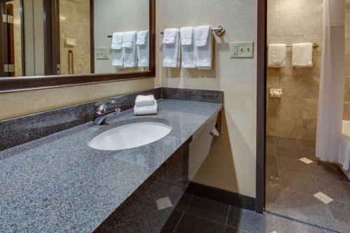 a bathroom with a sink and a mirror at Drury Inn & Suites Memphis Southaven in Horn Lake