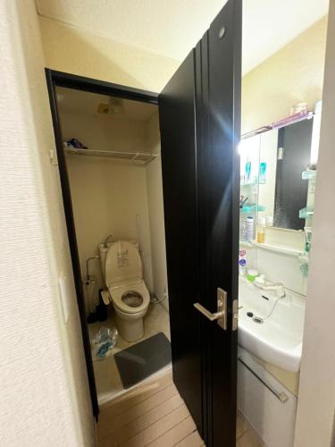 a bathroom with a toilet and a sink at Big houz in Sendai