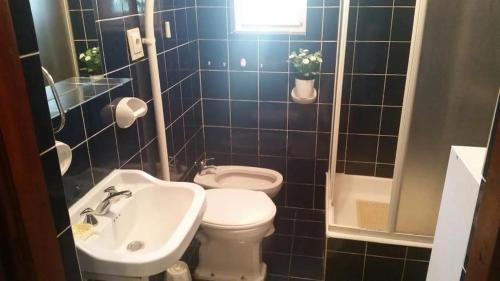 a small bathroom with a toilet and a sink at Apartments by the sea Bakarac, Kraljevica - 21710 in Bakarac