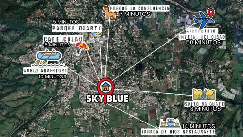 a map of a city with the sky blue at Sky Blue in Jarabacoa