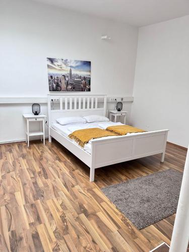 Ένα ή περισσότερα κρεβάτια σε δωμάτιο στο Ganze Citywohnung 4 Schlafzimmer
