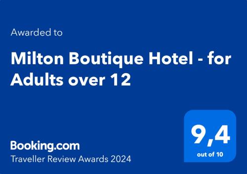 Milton Boutique Hotel - Adults Only tanúsítványa, márkajelzése vagy díja