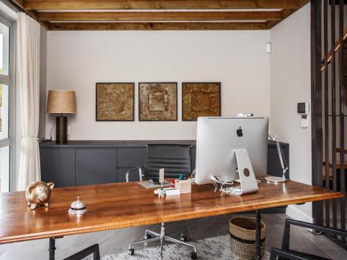 an office with a desk with a computer on it at Bluemari's Retreat in Hout Bay