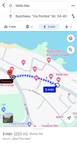 uno screenshot di una mappa della metropolitana di Melia Mar a Sozopol