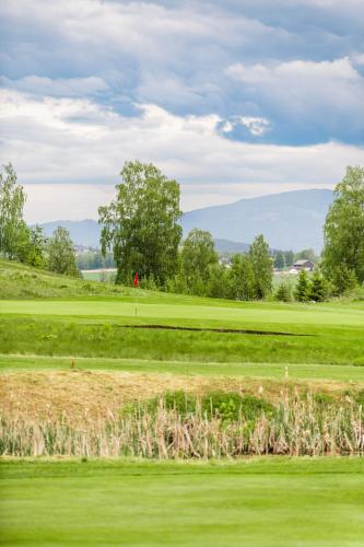 a view of a golf course with a green at Sundvolden Hotel in Sundvollen