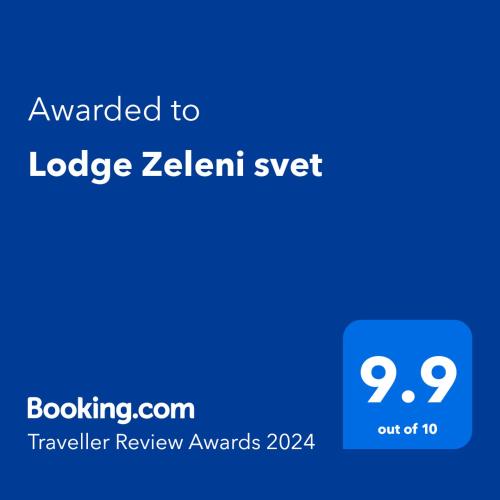 a blue screen with the text awarded to locker leelin yet at Lodge Zeleni svet in Crni Vrh